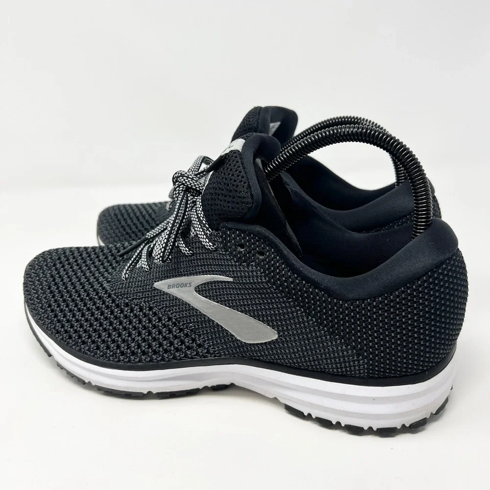 Brooks Revel 2 Womens Running Shoes Size 9.5 Black White Grey Knit 1202811B012